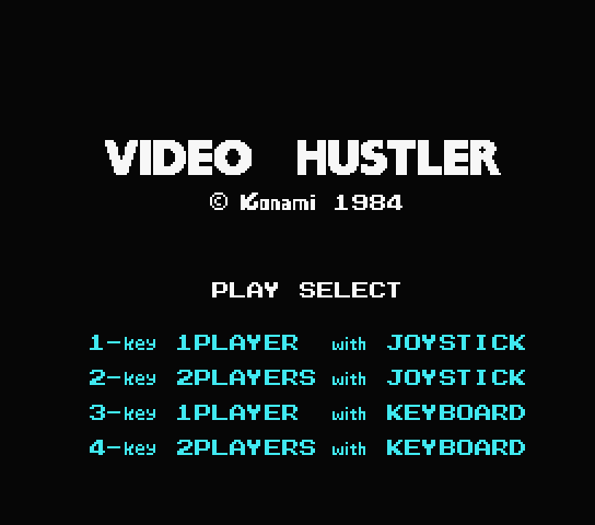 Video Hustler title screen for MSX